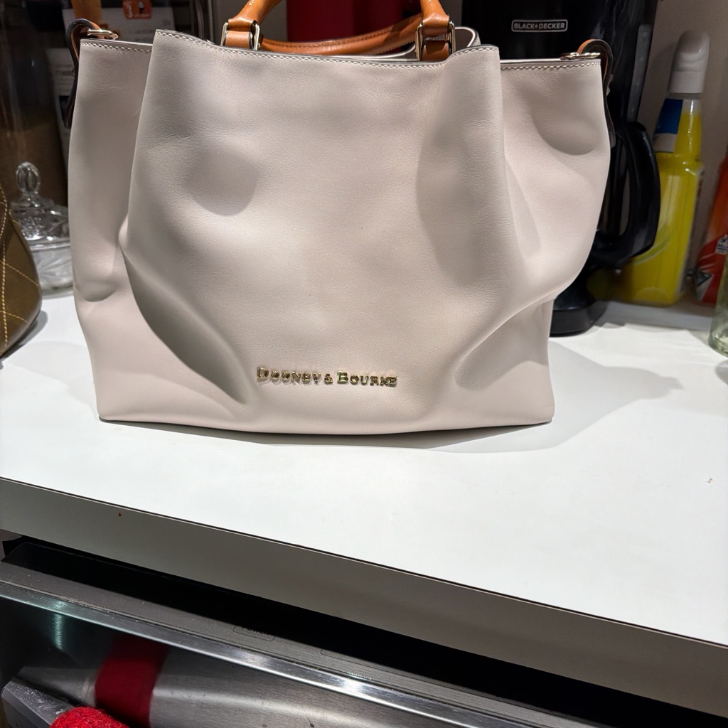 Dooney & Bourke Ivory Tote With Tan Accents